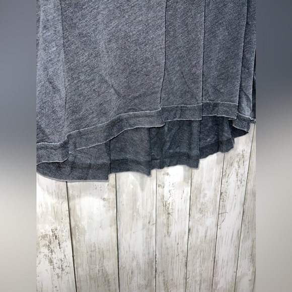 We The Free Puff Sleeve Acid Wash Blouse Button V Neck Medium Oversized Gray - Picture 5 of 10